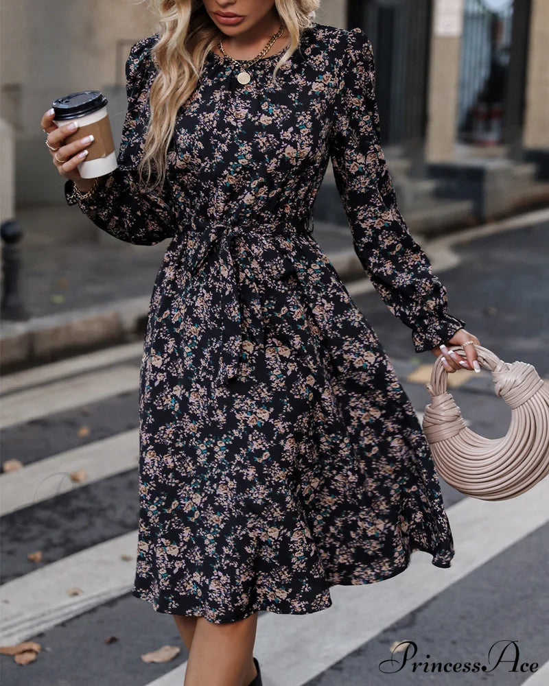 Elegant Floral Print Dress Dresses
