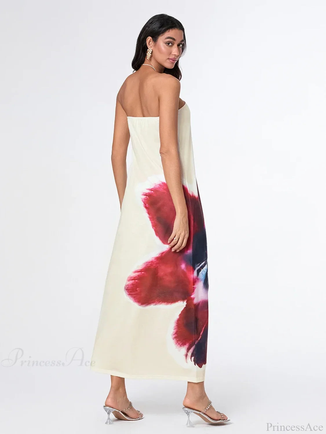 Elegant Floral Strapless Loose Fit Floral Dress floraldress-250126