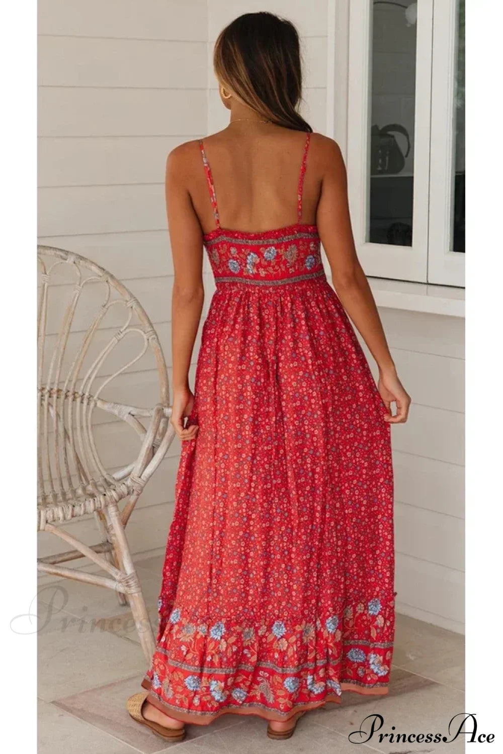Elegant Floral V-Neck Sleeveless Boho Dress