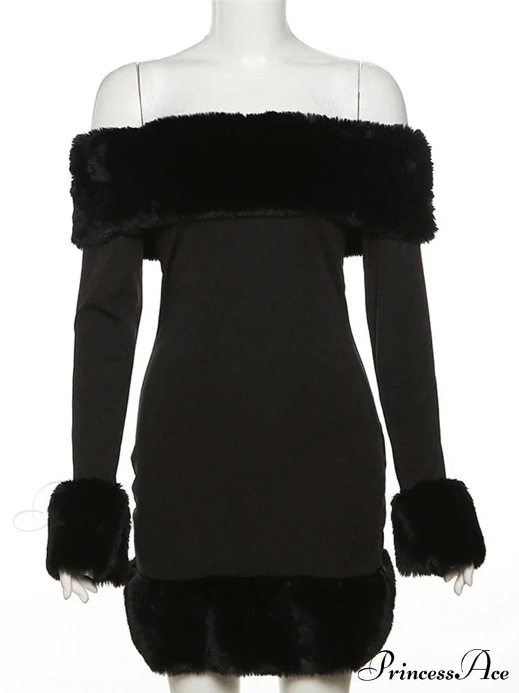 Elegant Fluffy Strapless Mini Christmas Party Dress Dresses-L