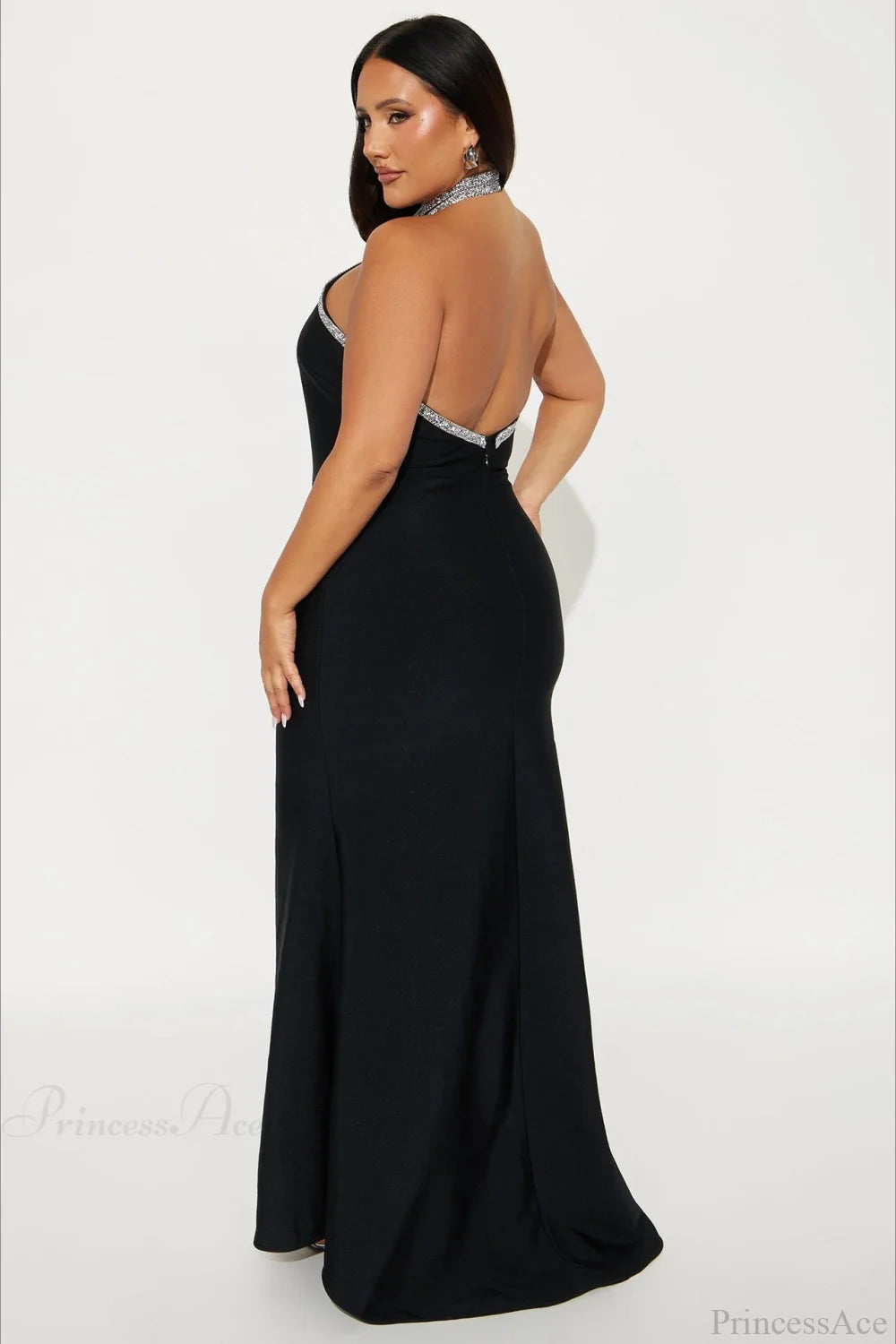 Elegant Halter Sleeveless High Waist Slit Wedding Dress