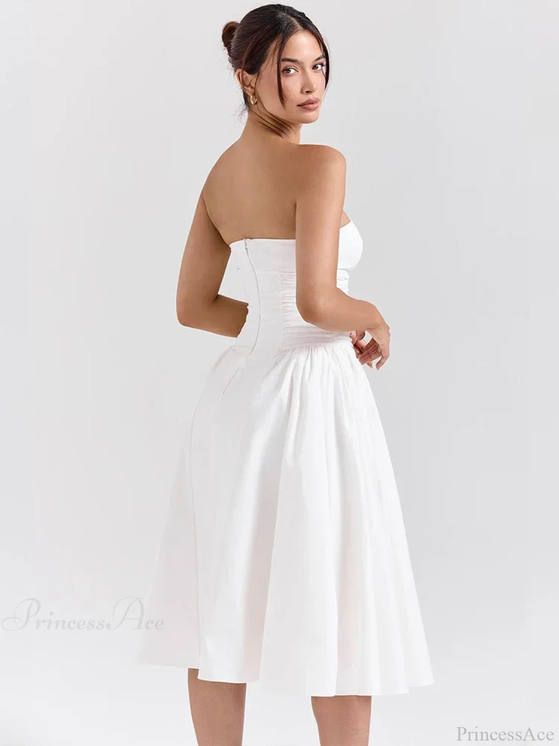 Elegant Midi Waist Wrap A-line Vacation Dress vacationdress-250223