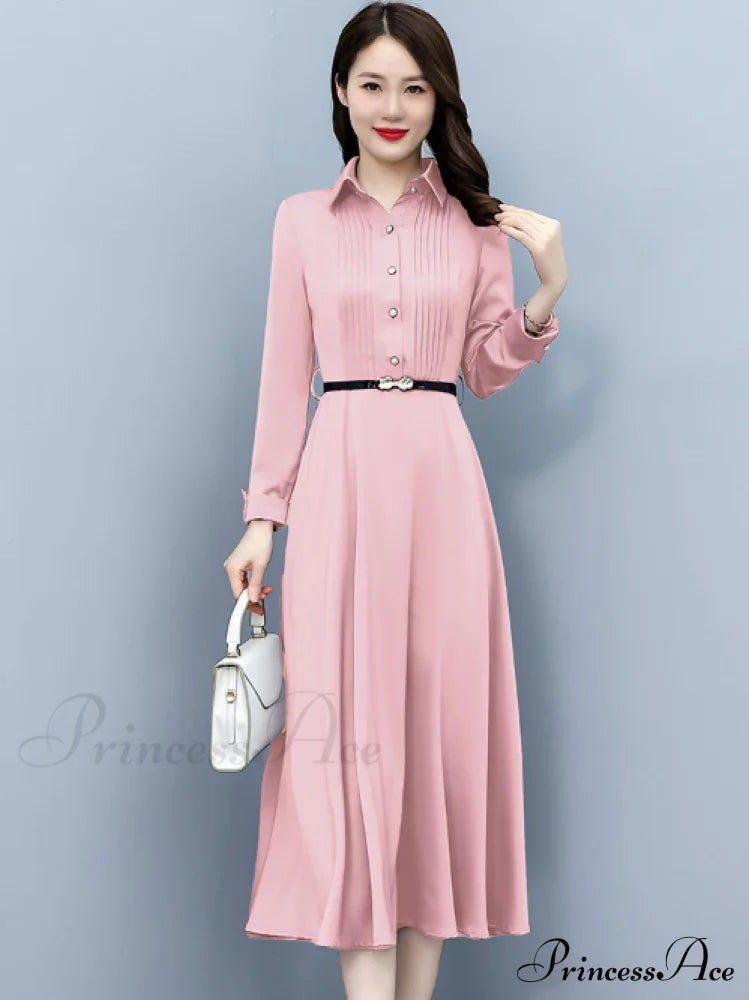 Elegant Pink Long Sleeve Prom Tunics Casual Party Evening Dresses L / Blue
