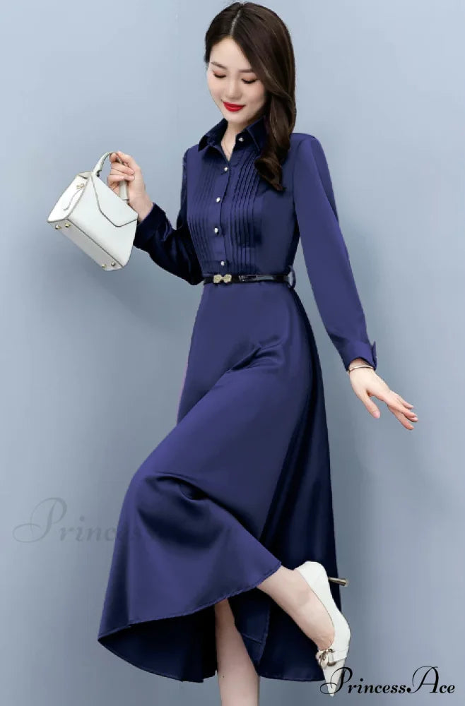 Elegant Pink Long Sleeve Prom Tunics Casual Party Evening Dresses S / Pink