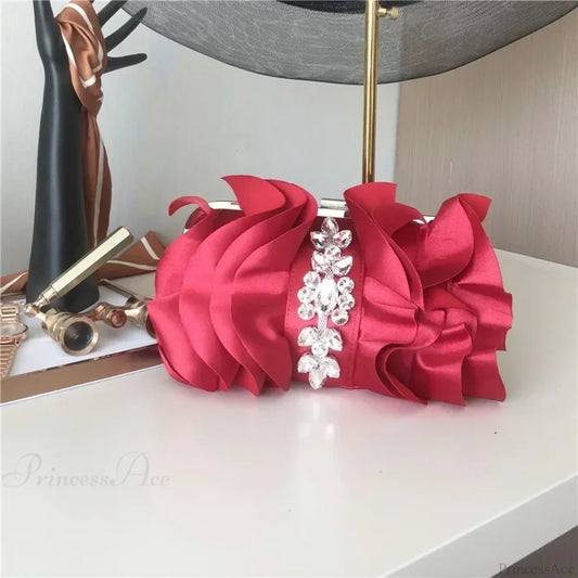 Elegant Red Evening Rhinestone Clutch Wristlet wristlet-250126