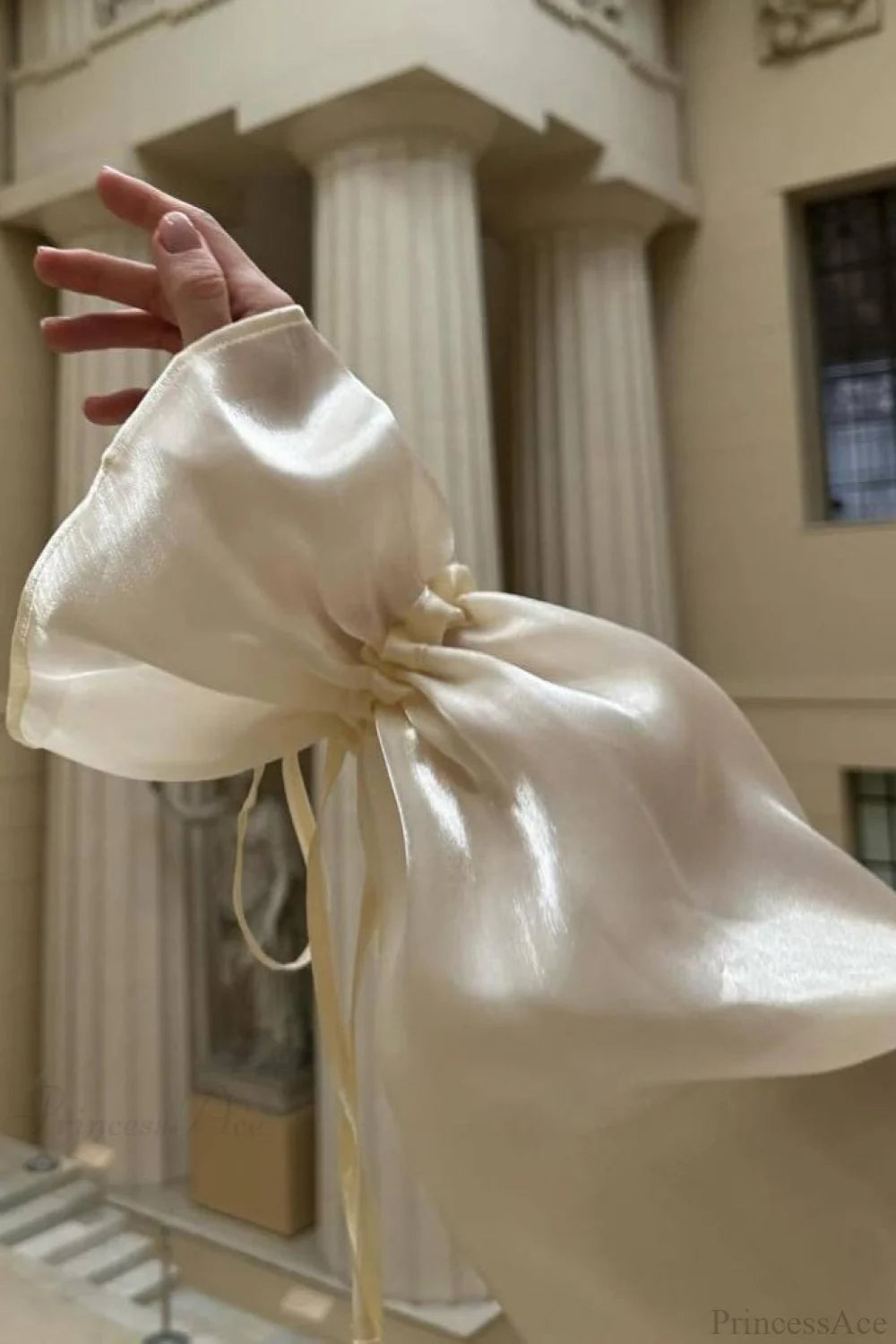 Elegant Satin Tie-Waist Loose Long Sleeve Blouse