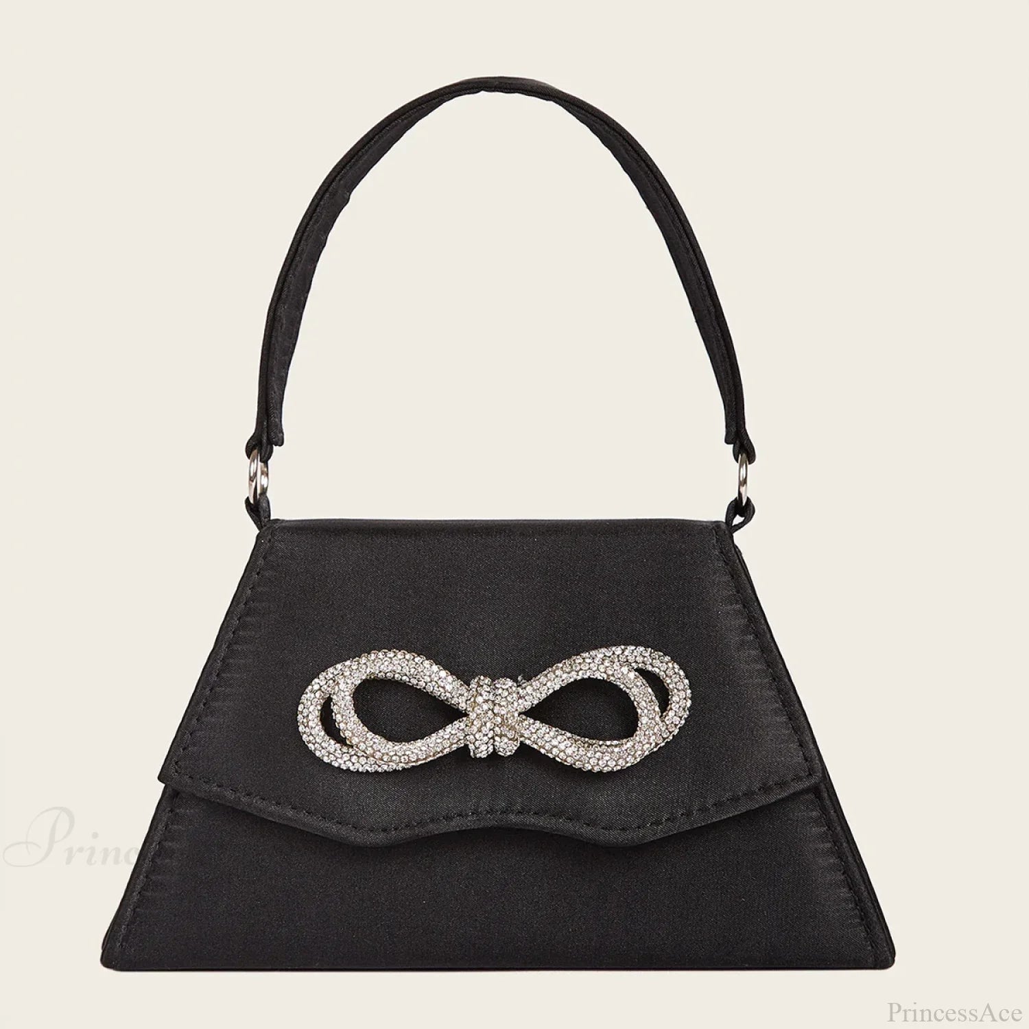 Elegant Silk Rhinestone Bow Wedding Clutch Bag Black clutchbag-250126