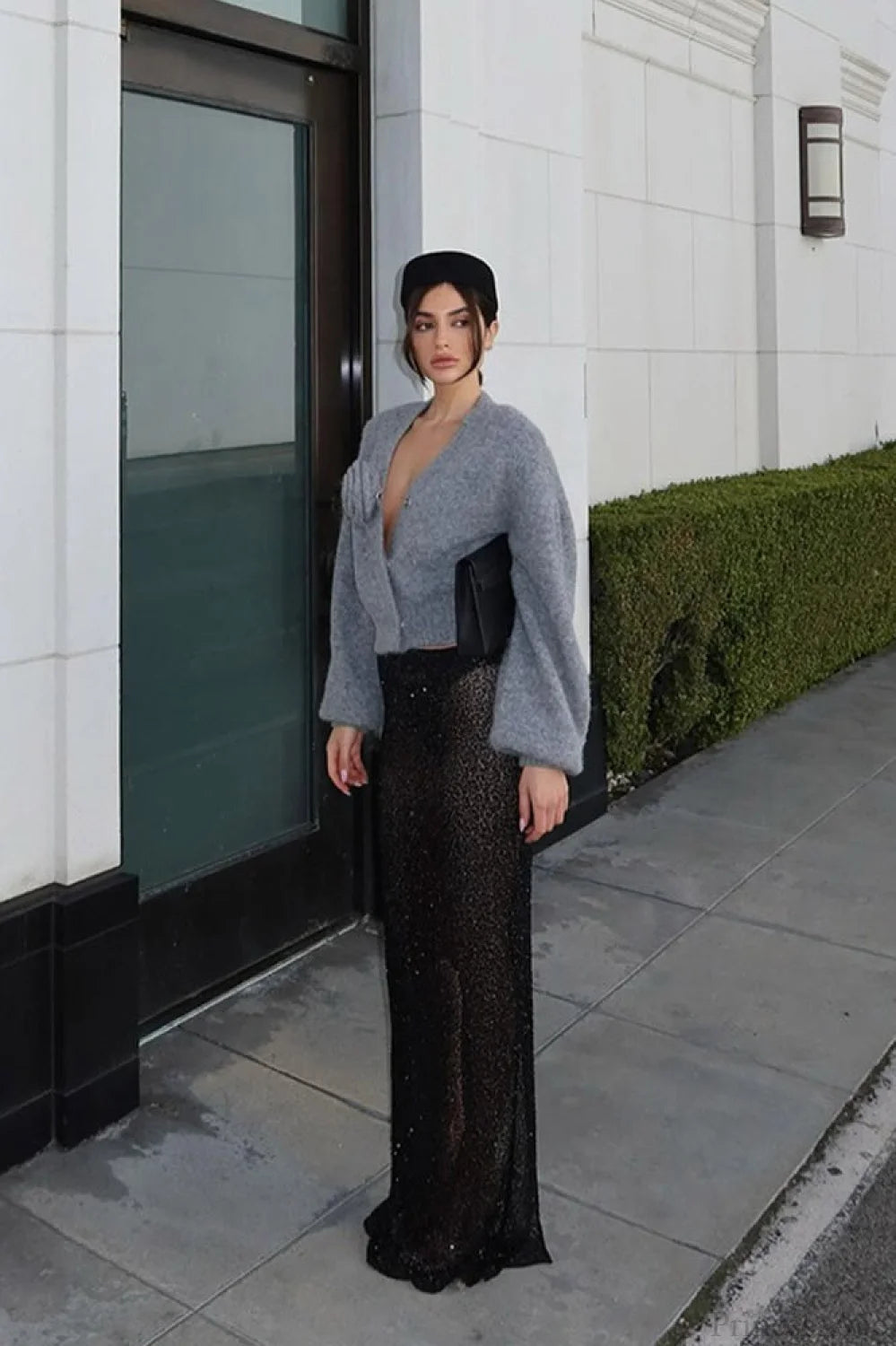 Elegant Solid 3D Floral Trim Cardigan Sweater