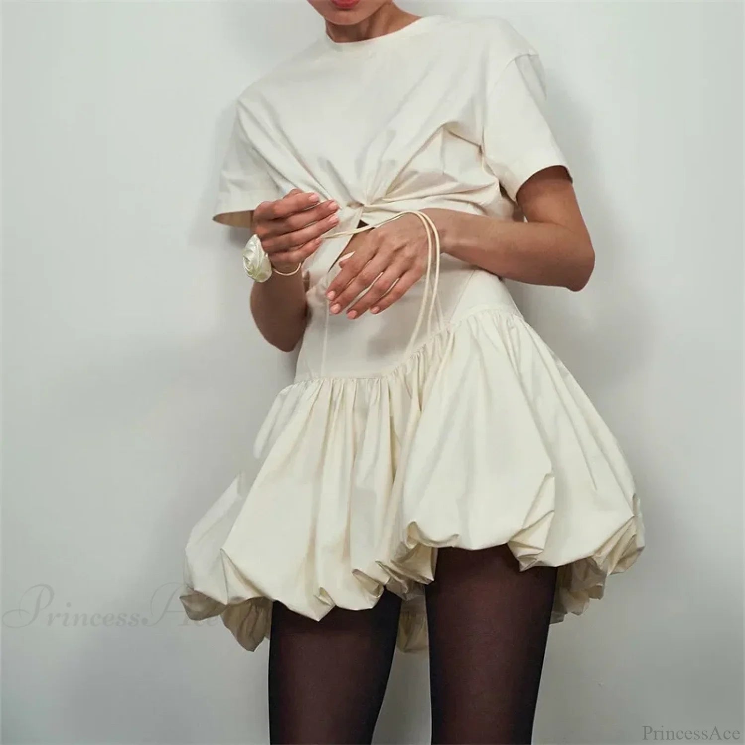 Elegant Solid Bud Mini Skirt WHITE / S skirts-250223