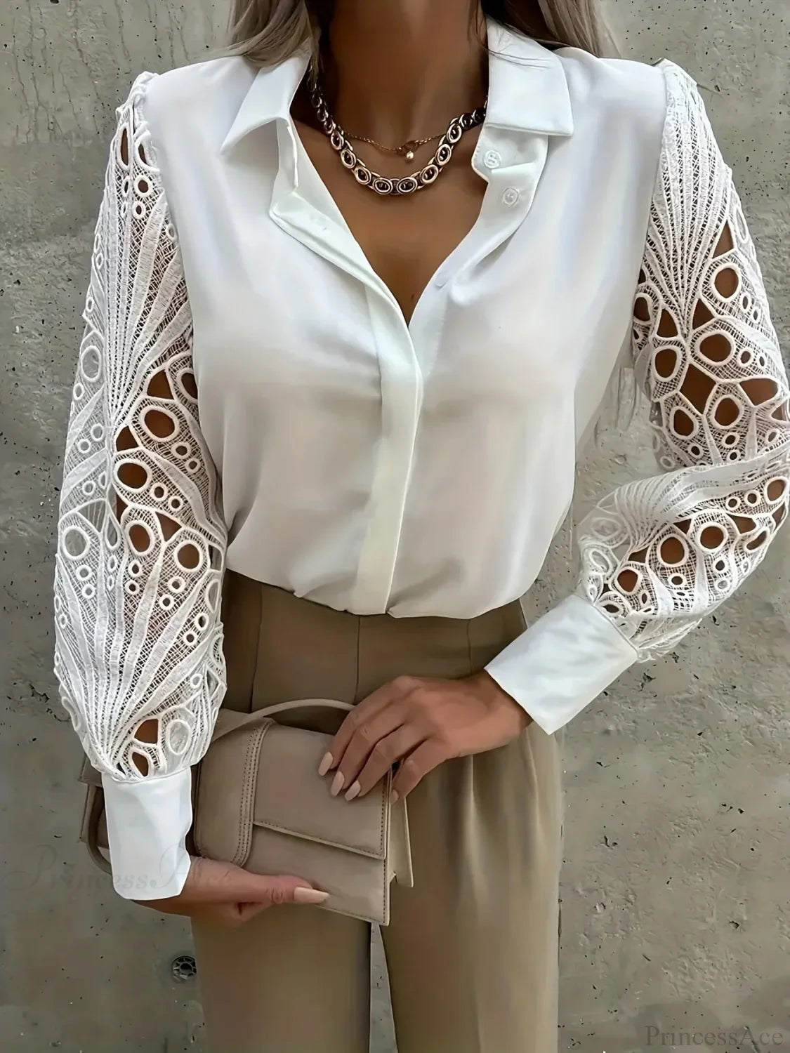 Elegant Solid Chiffon V Neck Blouse WHITE / S blouse-250126