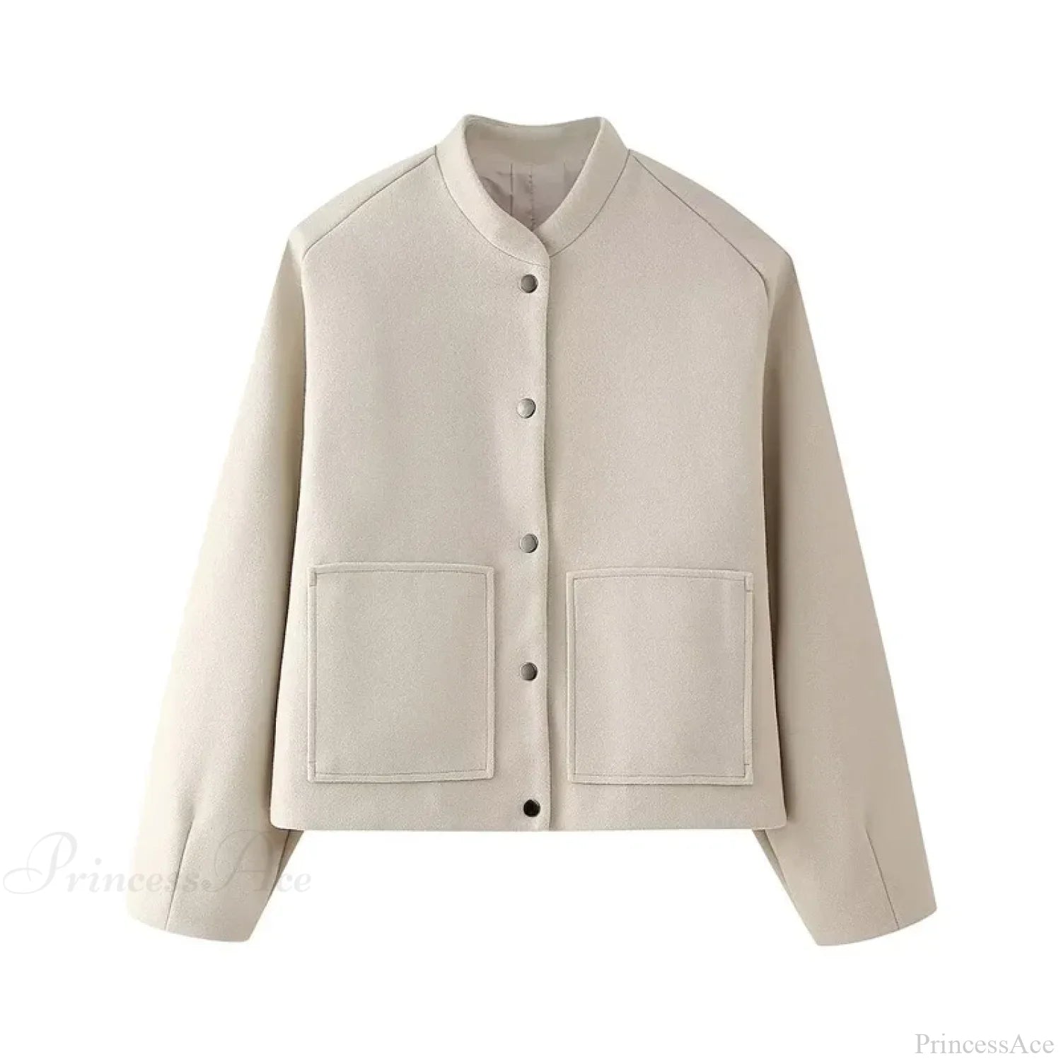 Elegant Solid Wool One Button Overcoat white / S