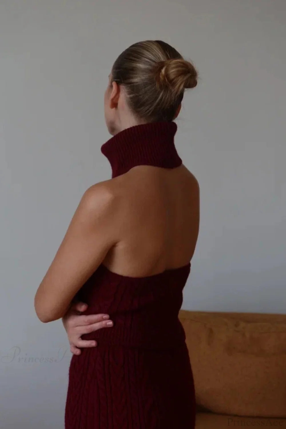 Elegant V-Neck Cable Knit Top Tank Pants Three Piece Set