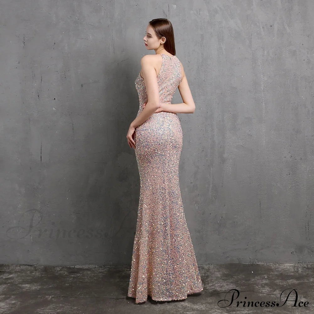 Ella Halterneck Stylish Sequined Formal Dress S.o. Long Dresses