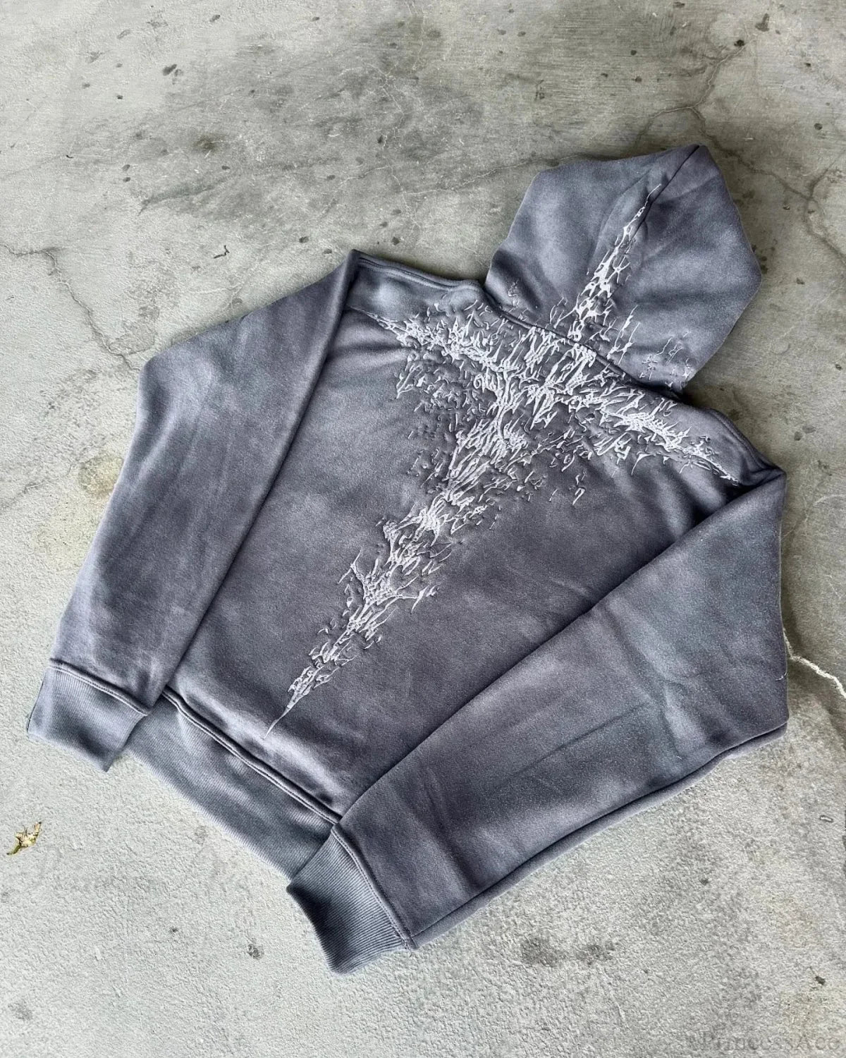 Embroidery Vintage Gothic Hoodie grey / M