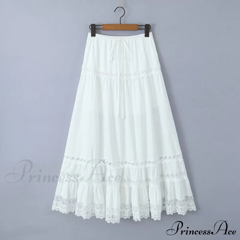 Embroidery White Crop Top Graceful And Midi Skirt Set Suit