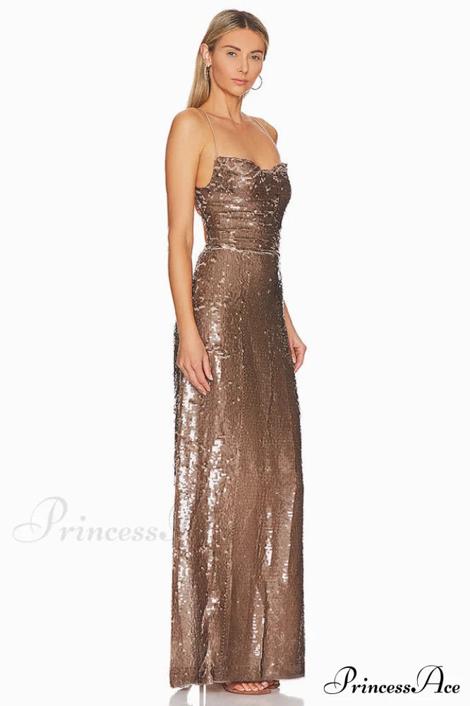 Emilina Sequin Stylish Backless Maxi Dress