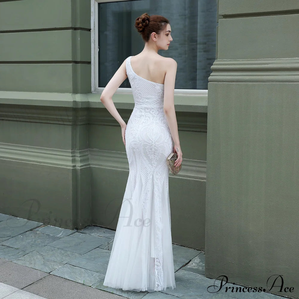 Emily Formal One-Shoulder Charming Sequined Mesh Fishtail Dress S.o. Long Dresses