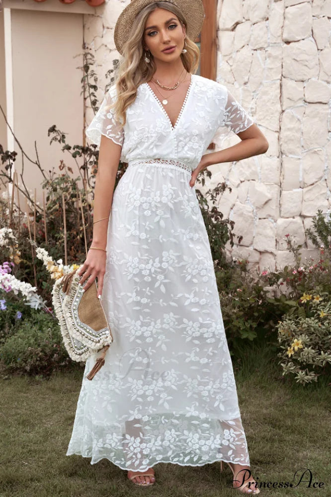 Emma Boho Floral Lace Maxi Dress | Dress In Beauty