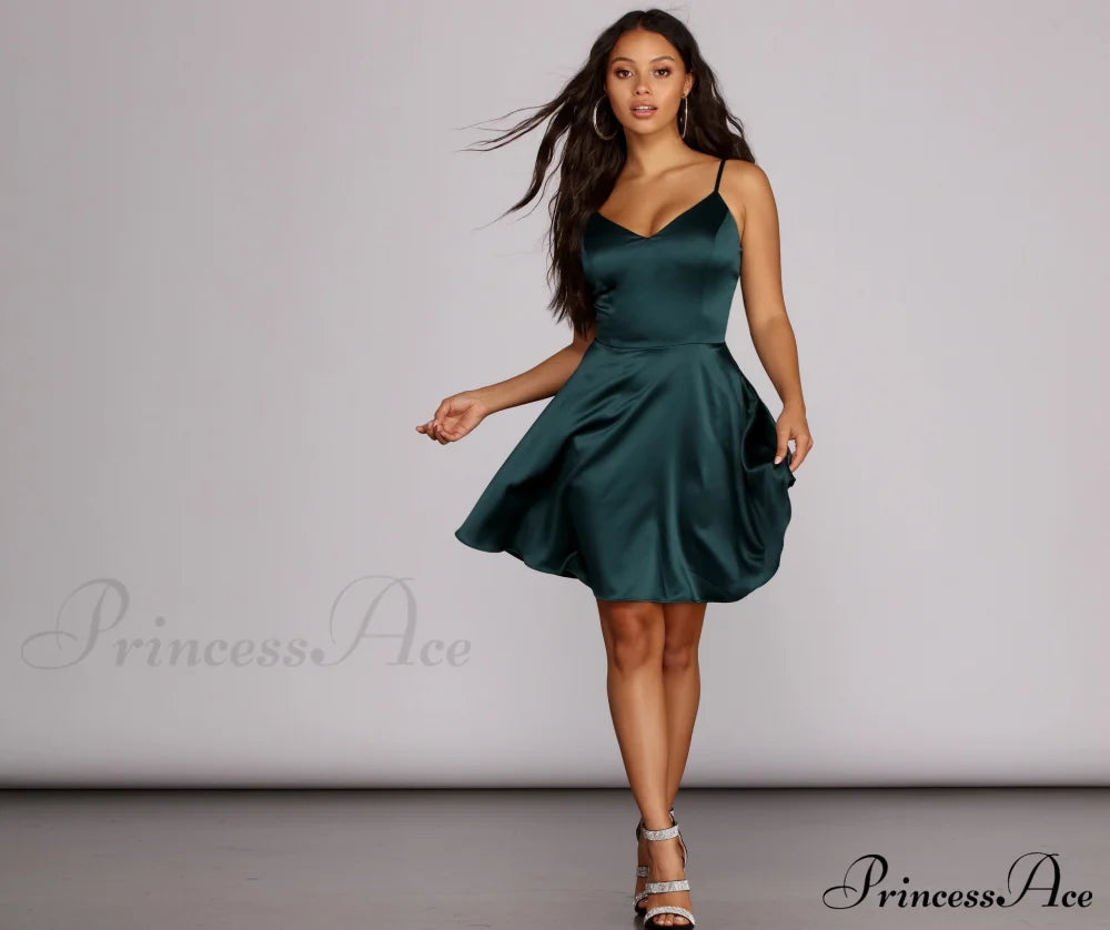 Emme Satin Stylish Party Dress S.o. Short Dresses