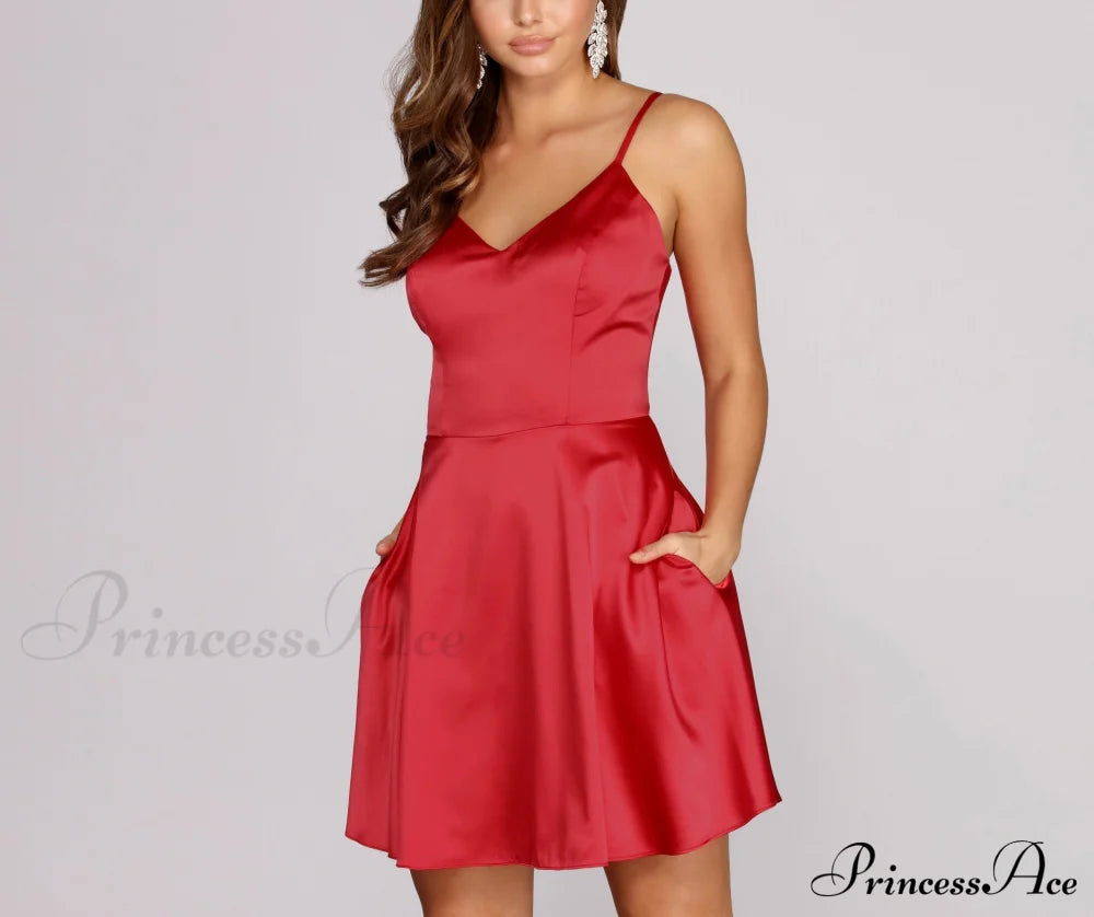 Emme Satin Stylish Party Dress S.o. Short Dresses