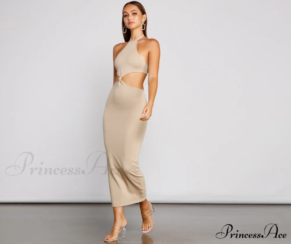 Endless Summer Stylish Halter Cutout Dress Sweaters-L