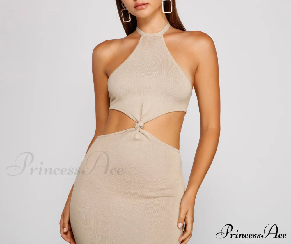 Endless Summer Stylish Halter Cutout Dress Sweaters-L