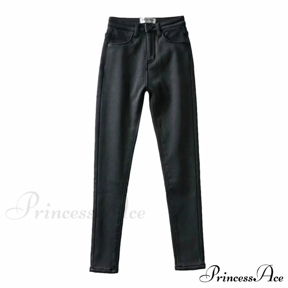 England Style Vintage High Waist Skinny Jeans Dark Grey / Xs