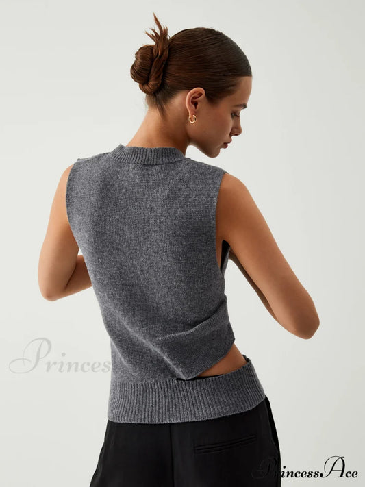Enlighten Me Graceful Cutout Sweater Vest Sweaters-L
