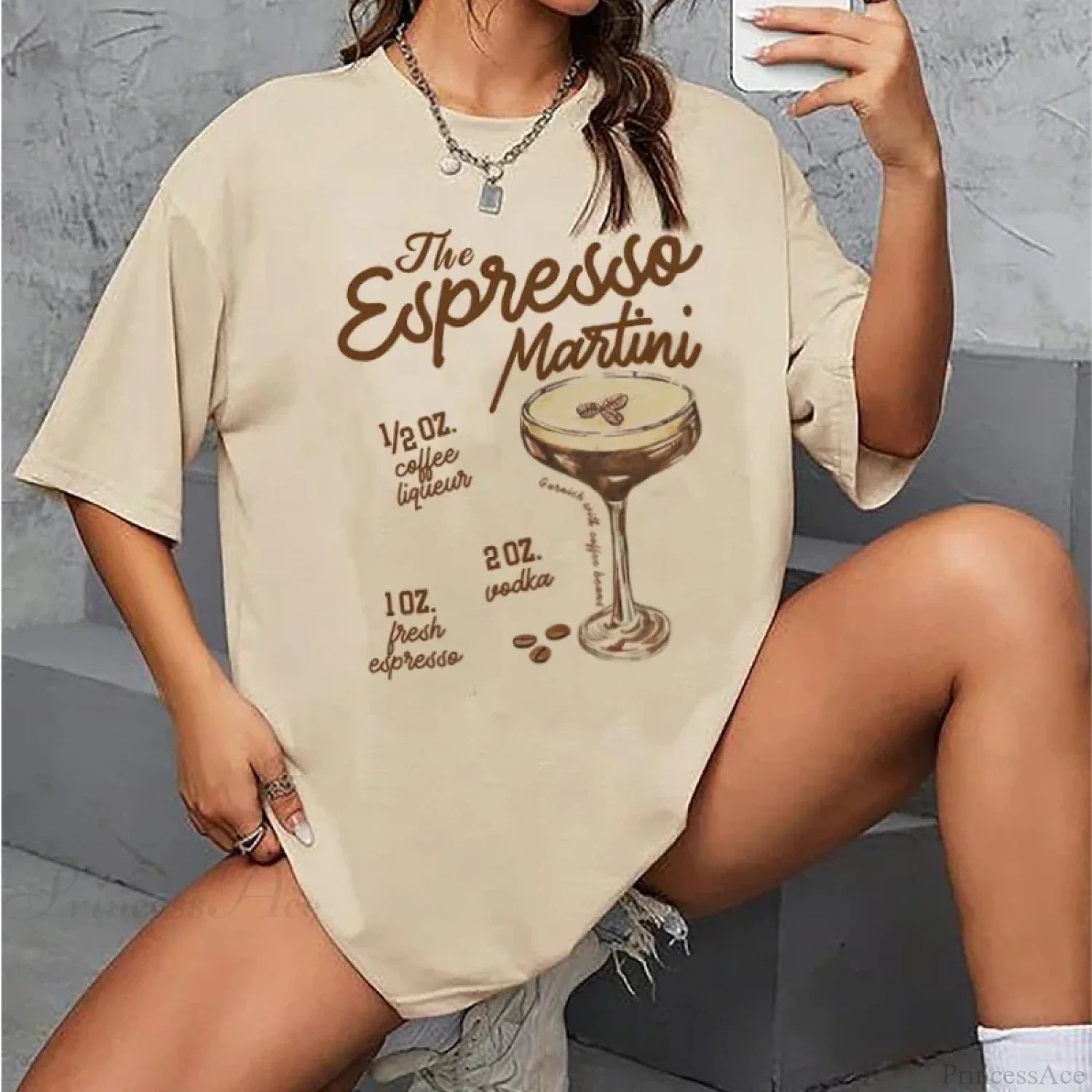 Espresso Martini Recipe Retro T-shirt Khaki / S t-shirt-250223
