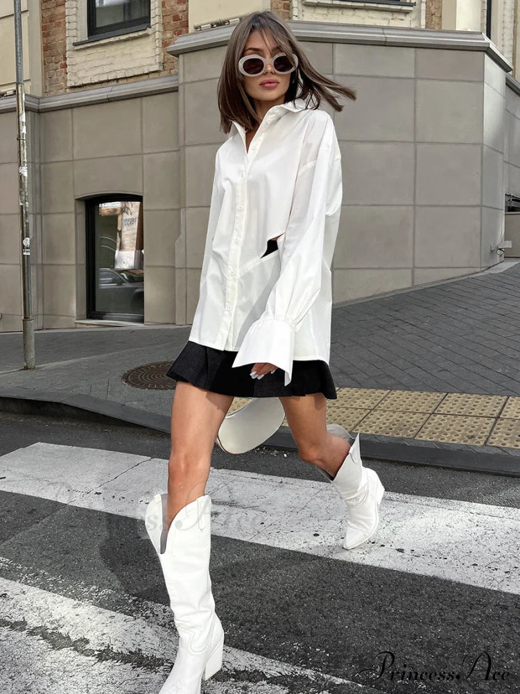 Essential Cutout Graceful Button Down Shirt Shirts