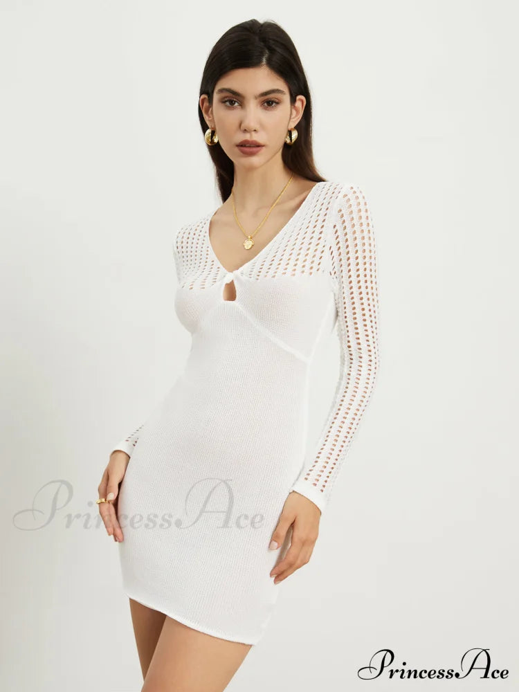 Eyelet Bodycon Graceful Short Dress Dresses