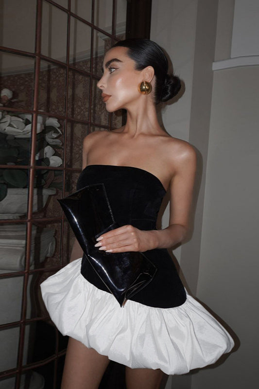 Robe de soirée mini péplum élégante et chic à bretelles pour l'automne