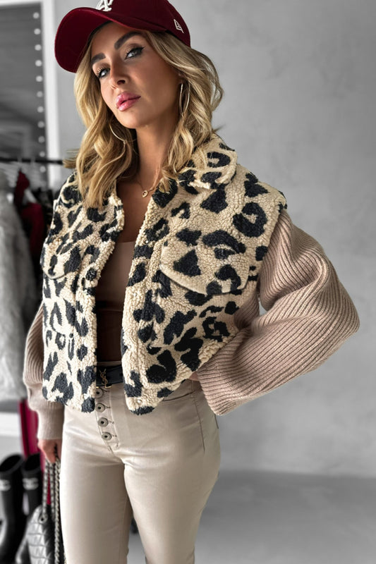 Leopard Print Single-breasted Fuzzy Vest