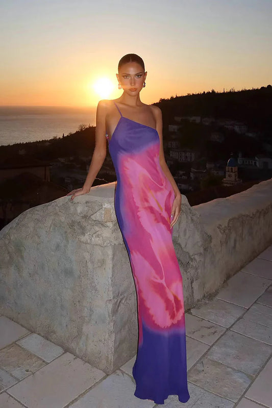 Robe longue asymétrique dos nu