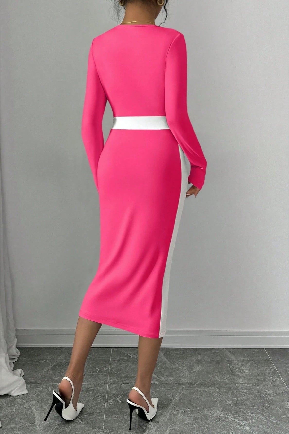 Color Block Panel Bodycon Cocktail Dress