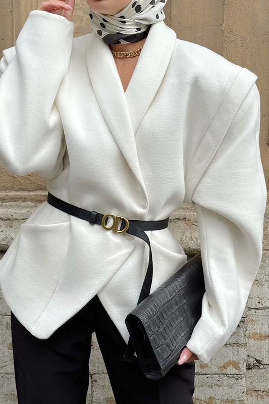 Manteau ceinture vintage en laine mélangée