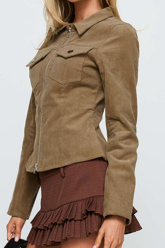 Veste décontractée vintage en velours côtelé