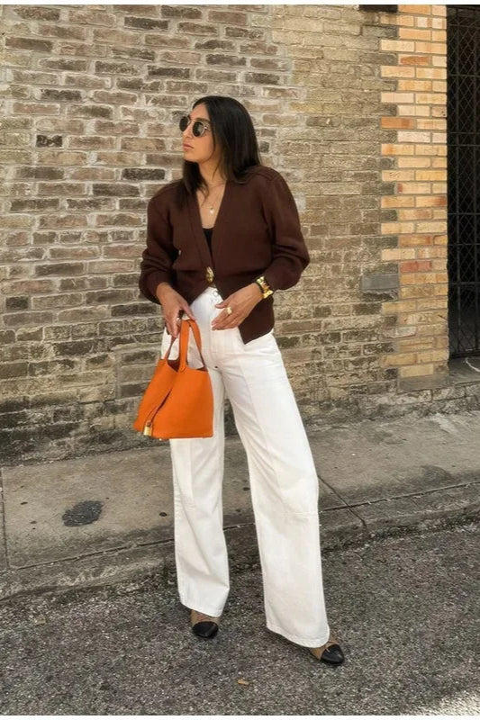 Vintage Button V Neck Knit Cardigan