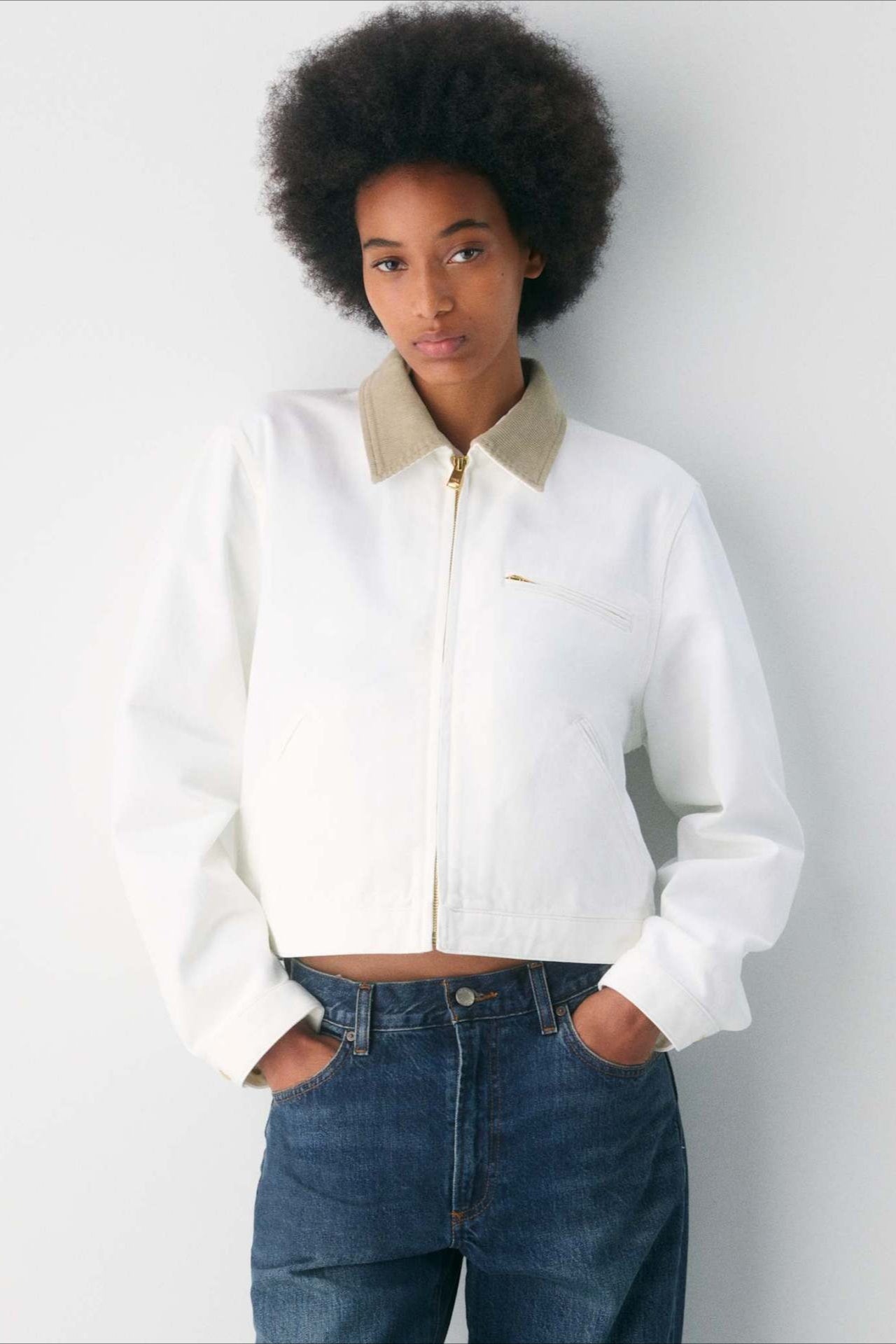 Cropped Utility Workwear Jacket S / White