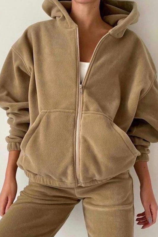 Fleece Full Zip Hoodie Jogger Set