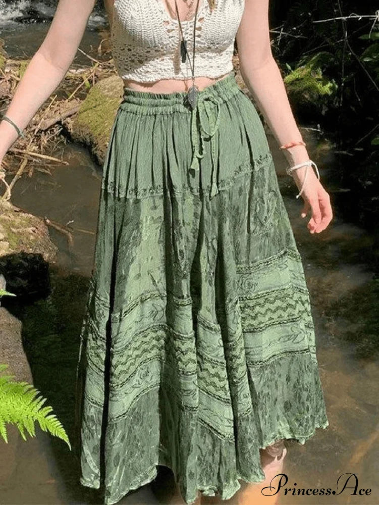 Fairy Tiered Graceful Maxi Skirt Green / S Skirts