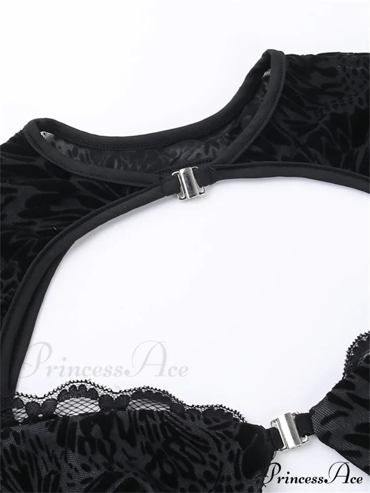 Fairycore Grunge Lace Backless Hollow Out Short Sleeve T-Shirts