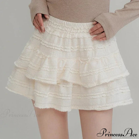 Fairycore White Lace Patchwork Layered Skirt White / S