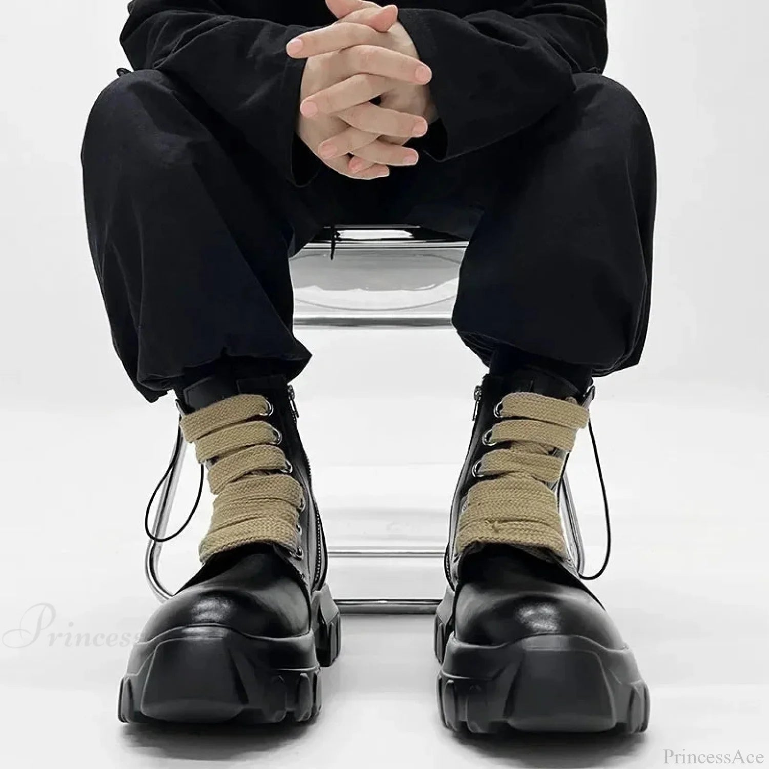 Fall Motorbike Dark Platform Rock Boot