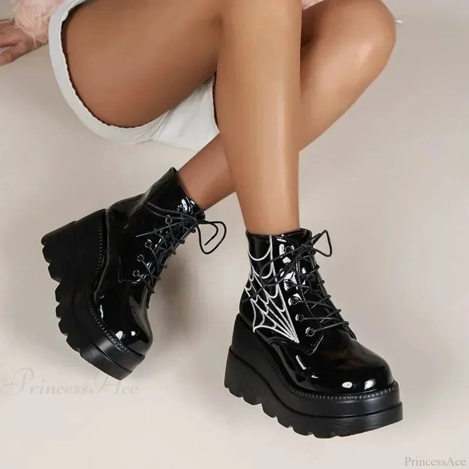 Fall Wedges Motorbike Gothic Patent Boot
