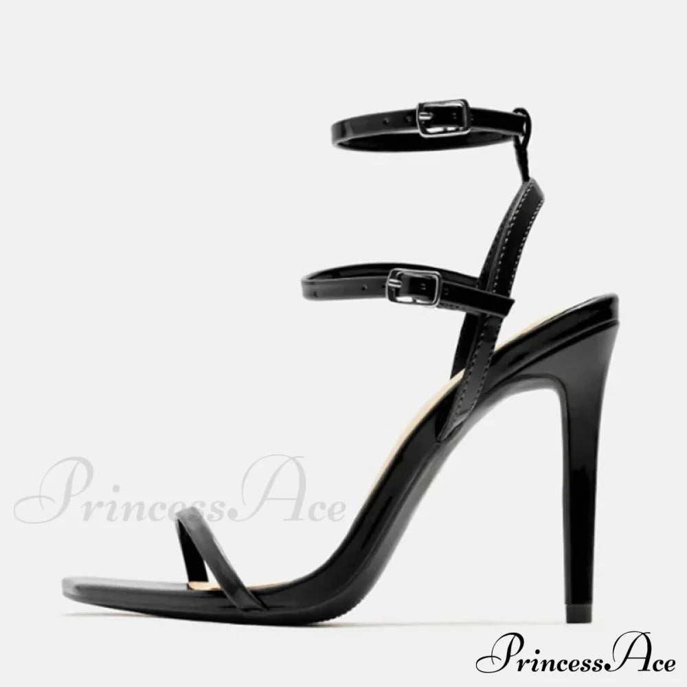 Fashion Design Double Buckle Strap High Heels Gladiator Sandals Women Summer Square Toe Party Dress