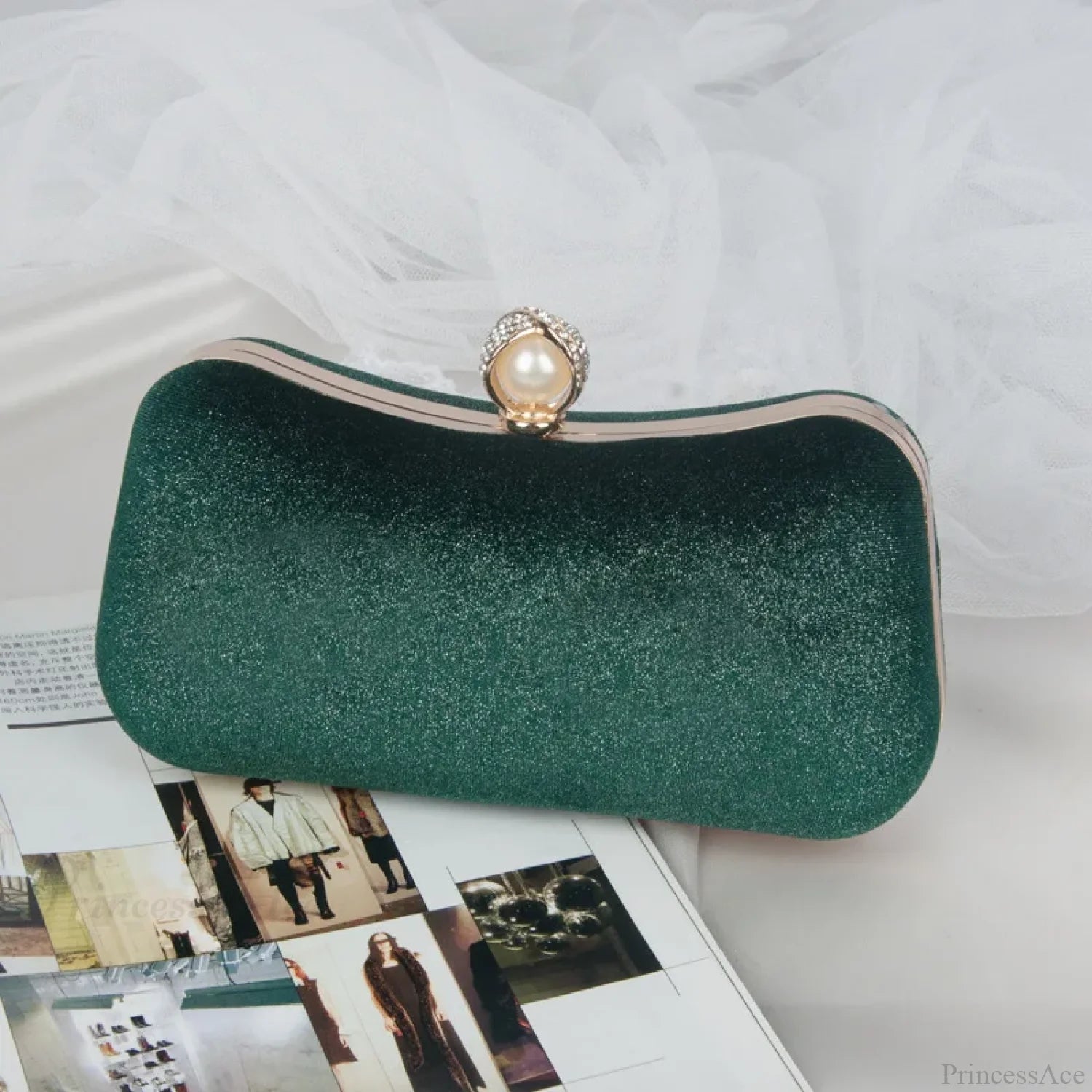 Fashion Evening Clutch Tassel Chain Shoulder Bag Green / 20x5x11cm clutchbag-250126