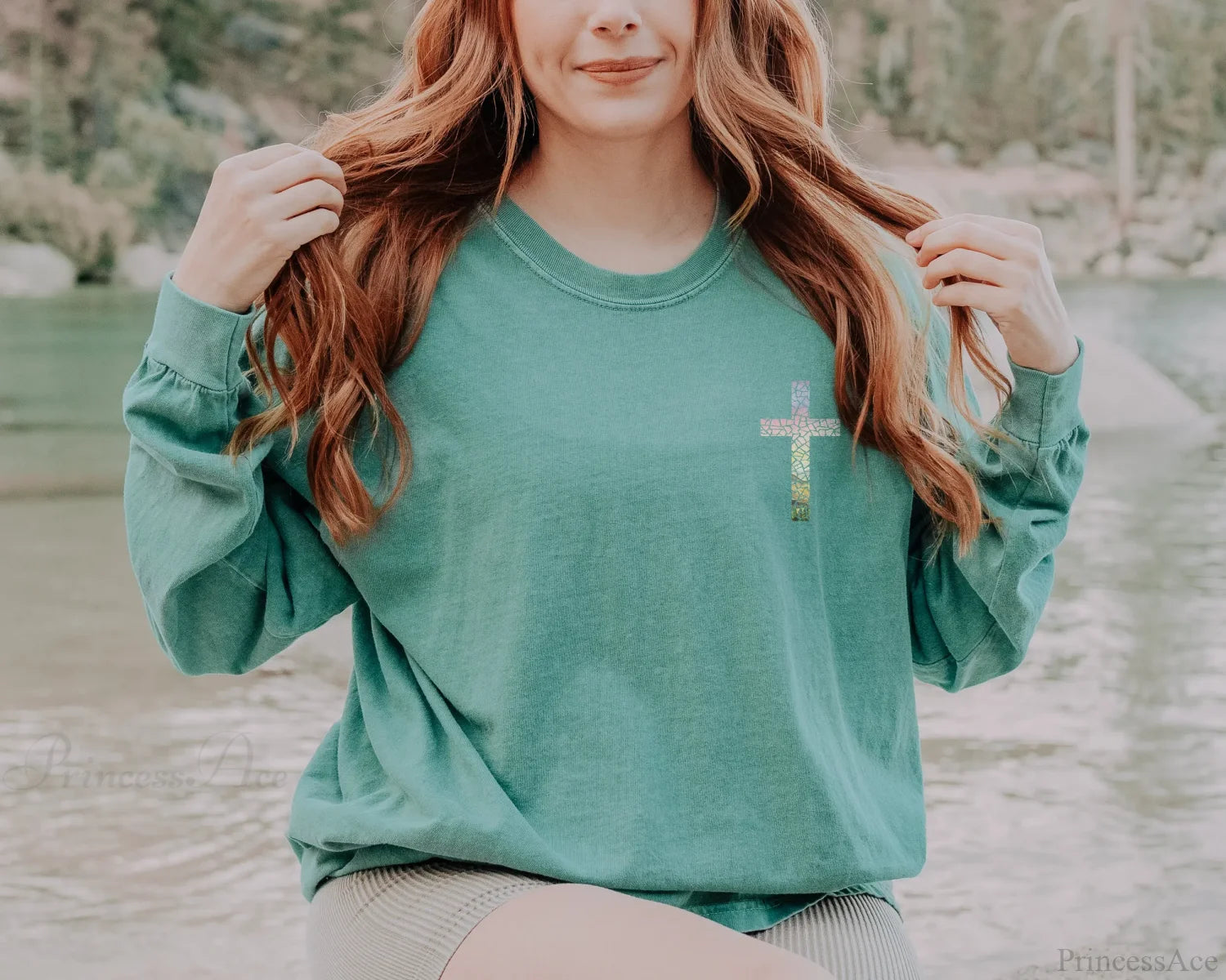 Fashion Individuality Cross Duplex Trend Art Jesuits Christmas Hoodie Green / S Hoodies-L