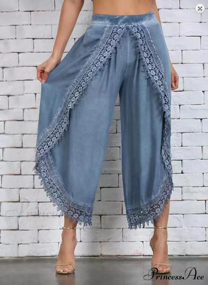 Fashion Loose Harem Sports Pants Blue / S