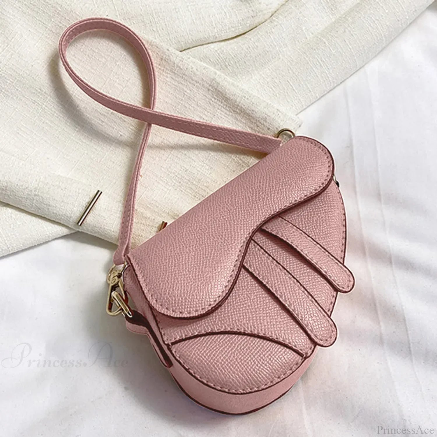 Fashion Mini Handbag Zipper Messenger Saddle Solid Color Bag Pink handbag-250126